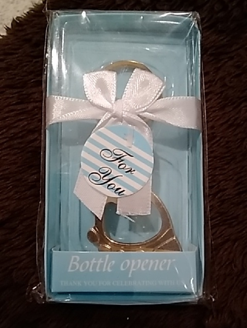 Baby's Foot Bottle Opener Favor with Light Blue Packaging